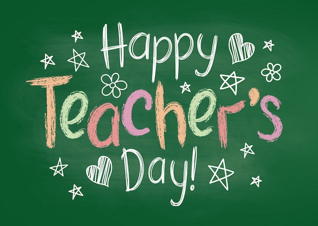 Premium Vector | Happy teachers day greeting card or placard on green ...