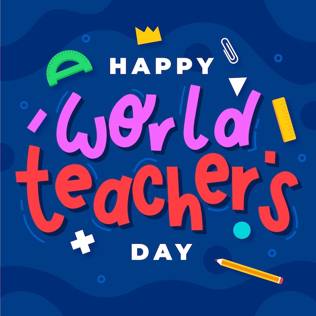 Premium Vector | Happy teachers' day lettering