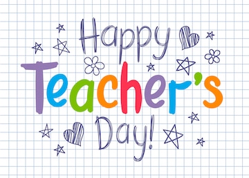 Premium Vector | Happy teachers day on squared copybook sheet in ...