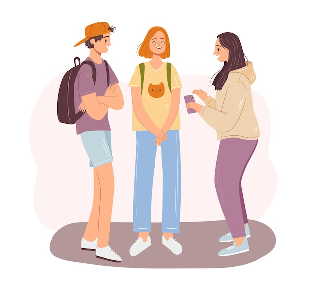 Premium Vector | Happy teen friends talking concept group of cheerful ...