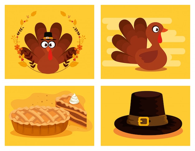 Happy thanks giving icon set Vector | Free Download