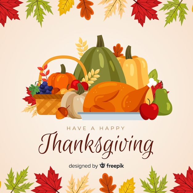 Happy thanksgiving background in flat design Vector | Free Download