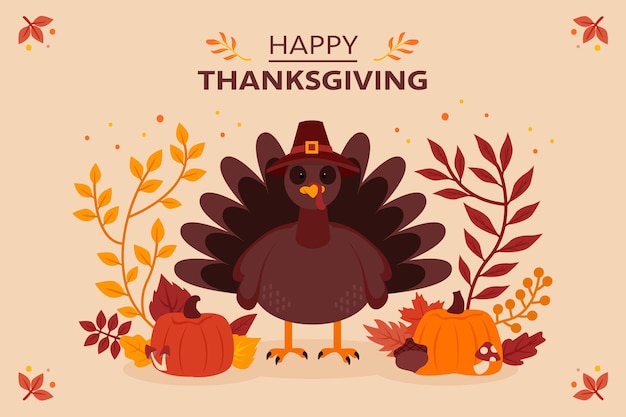 Premium Vector | Happy thanksgiving background with turkey