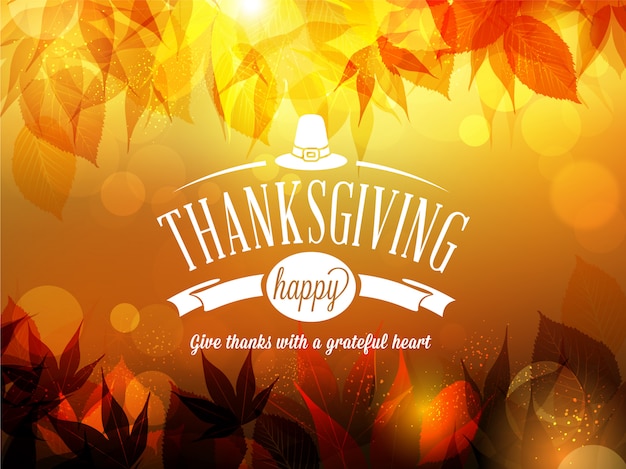Happy thanksgiving blurred background Premium Vector