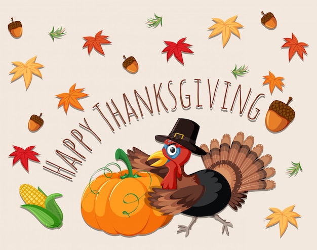 Premium Vector | Happy thanksgiving concept card