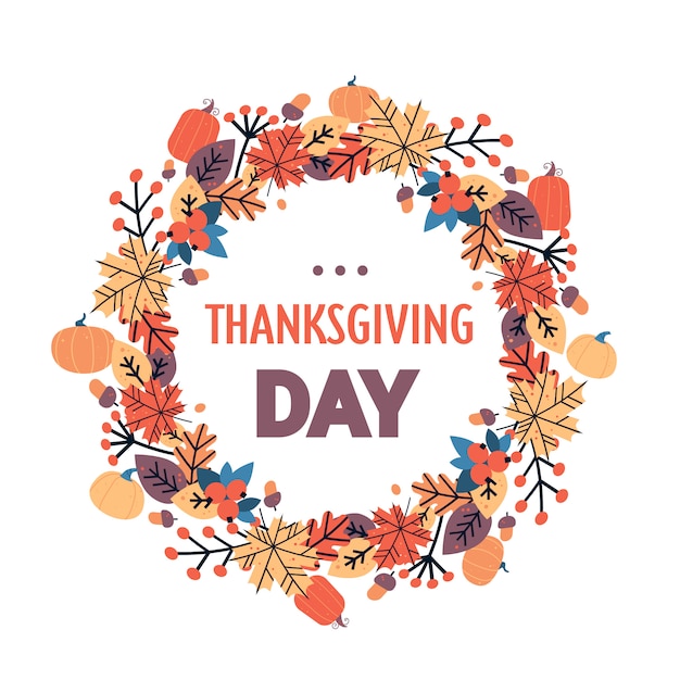 Premium Vector | Happy thanksgiving day autumn traditional harvest ...