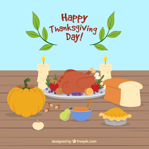Happy thanksgiving day background with\
dinner
