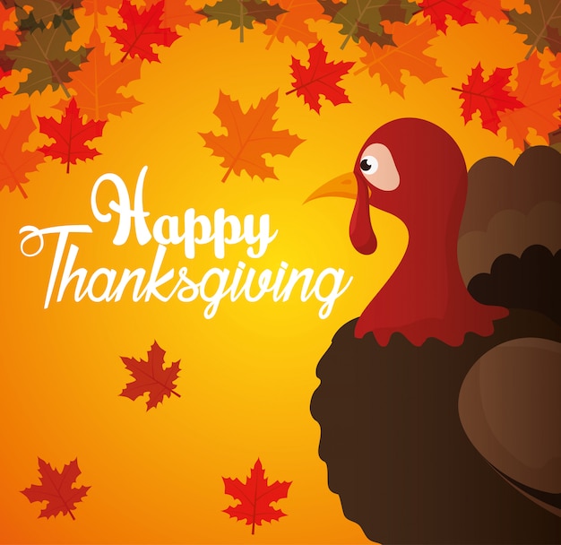 Free Vector Happy Thanksgiving Day Card Turkey Autumn Background