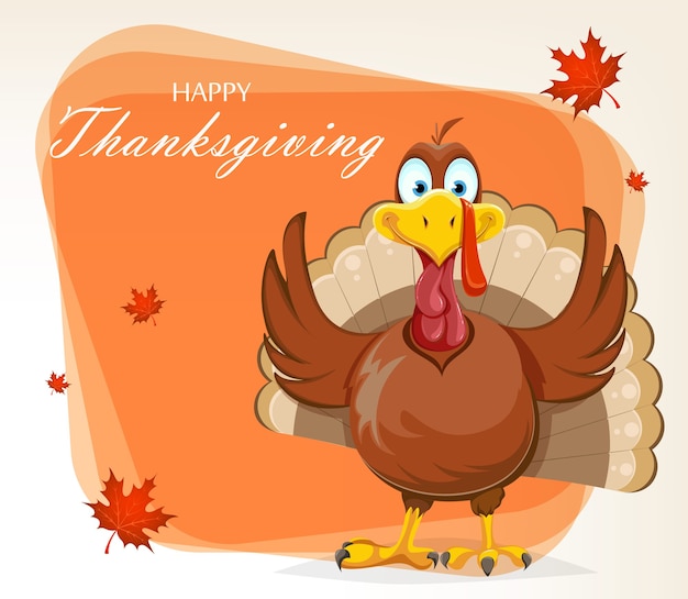 Premium Vector | Happy thanksgiving day greeting card. funny turkey bird