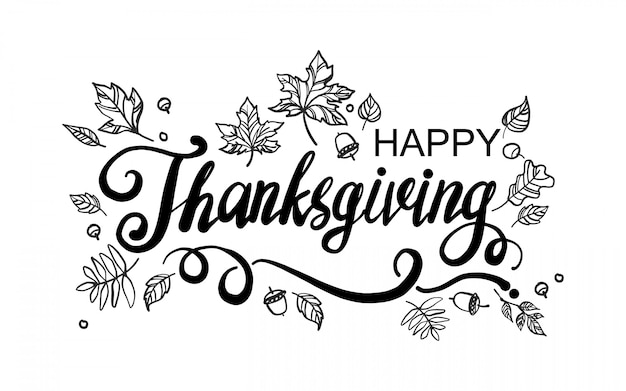 Premium Vector | Happy thanksgiving day greeting card with lettering ...