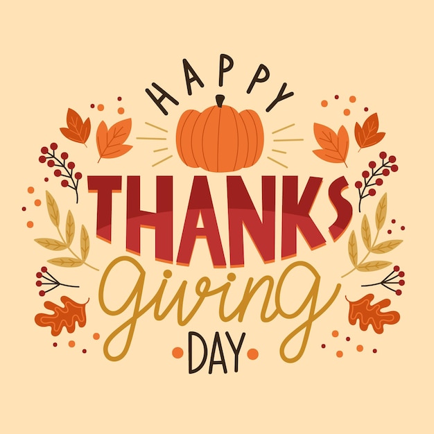Free Vector Happy Thanksgiving Day Lettering Design