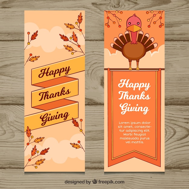 Happy thanksgiving day vintage banners