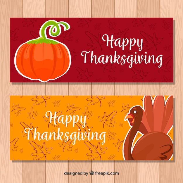 Happy thanksgiving day vintage banners