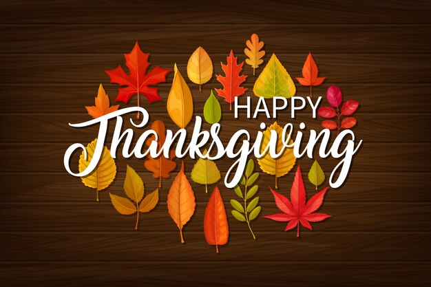 Premium Vector | Happy thanksgiving greeting with typography and fallen ...