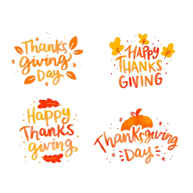 Happy thanksgiving lettering badges collection | Free Vector