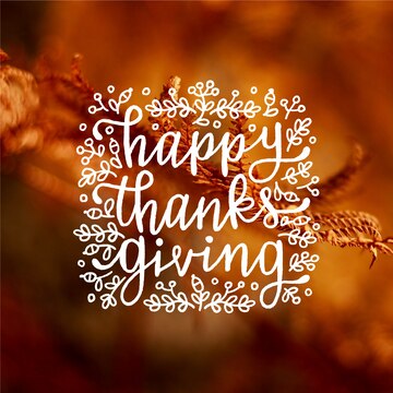 Free Vector | Happy thanksgiving lettering on blurred background