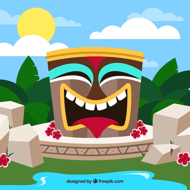 Free Vector | Happy tiki mask in the nature