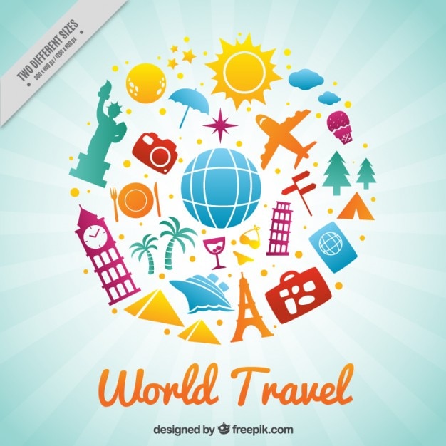 Happy travel around the world Vector | Free Download