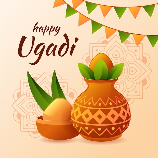 Free Vector | Happy ugadi celebration flat design