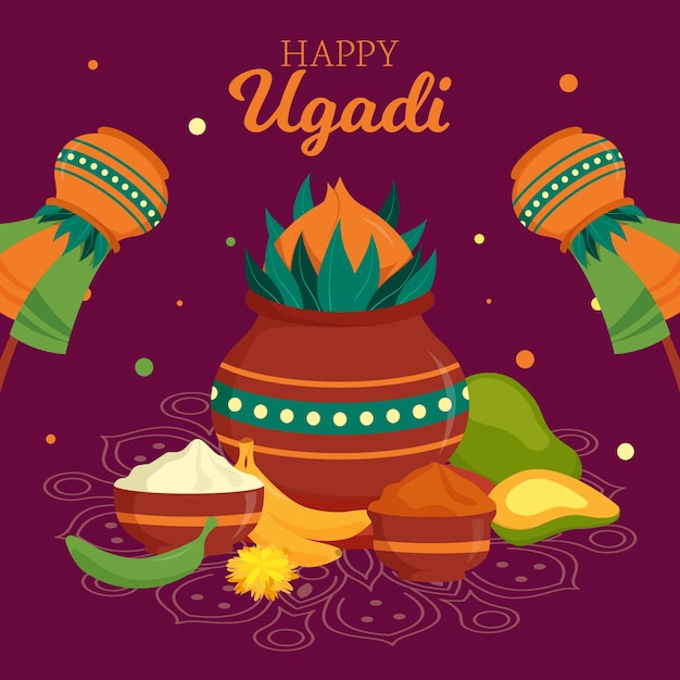 Happy ugadi festival banner | Free Vector