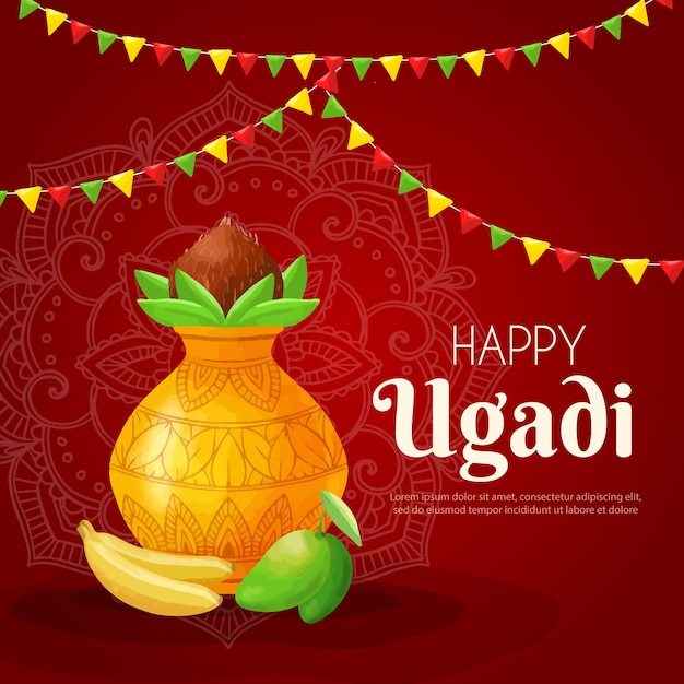 Happy ugadi in hand drawn | Free Vector