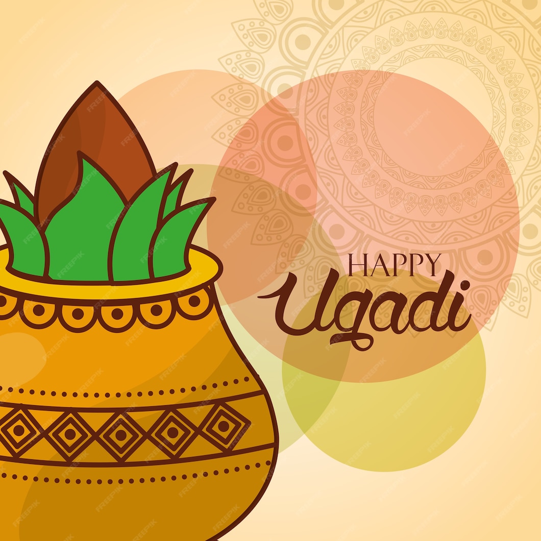 Premium Vector | Happy ugadi invitation card kalash mandala decoration