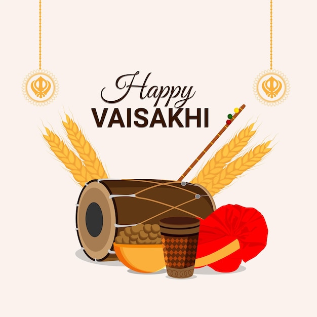 Premium Vector Happy vaisakhi greeting card and background