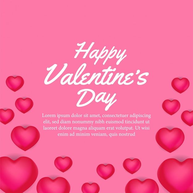 Premium Vector | Happy valentine day banner template with 3d hearth balloon