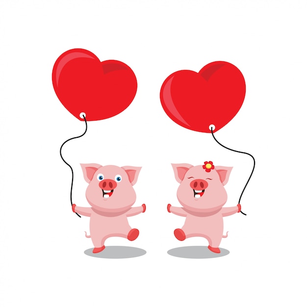 Download Happy valentine day couple pig | Premium Vector