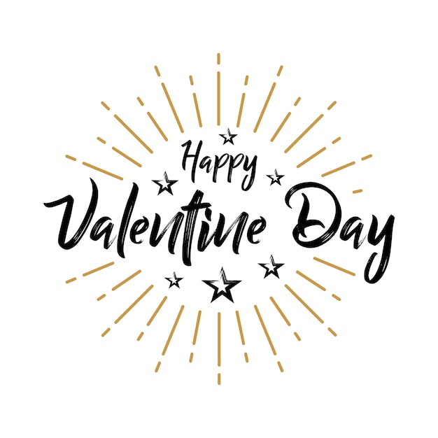 Premium Vector Happy Valentine Day Fireworks Message Love Lettering Handwritten Vector For Greeti