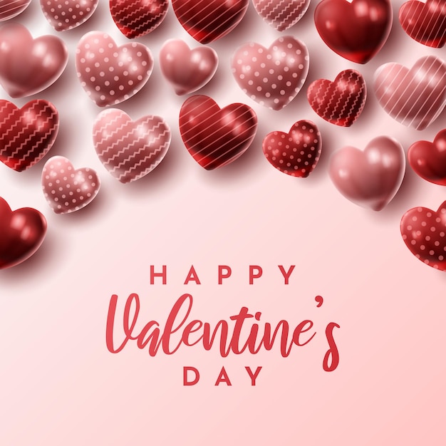 Premium Vector Happy Valentine S Day Background With Heart Balloon