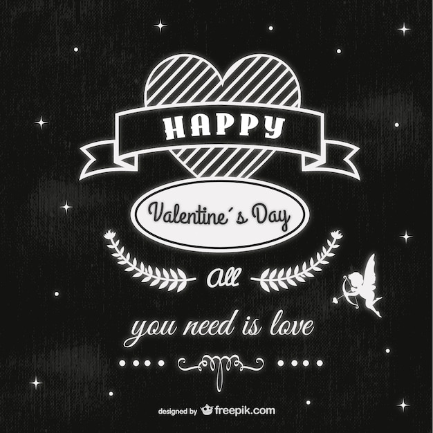 happy-valentine-s-day-black-and-white-free-vector