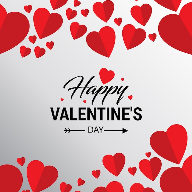 Free Vector Happy Valentines Day Card With Hearts