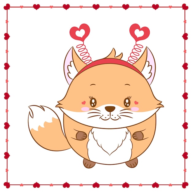 Premium Vector | Happy valentine's day cute animal baby fox drawing ...