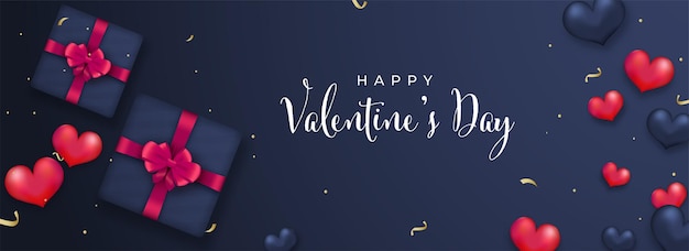 Download Premium Vector | Happy valentine's day font with top view of gift boxes and glossy heart ...