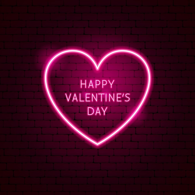 Premium Vector | Happy valentine's day heart neon label. vector ...