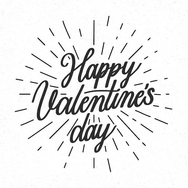 happy-valentine-s-day-lettering-in-black-and-white-free-vector