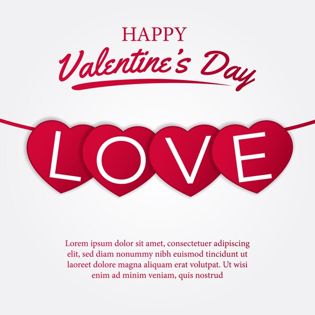 Download Happy valentine's day love banner | Premium Vector