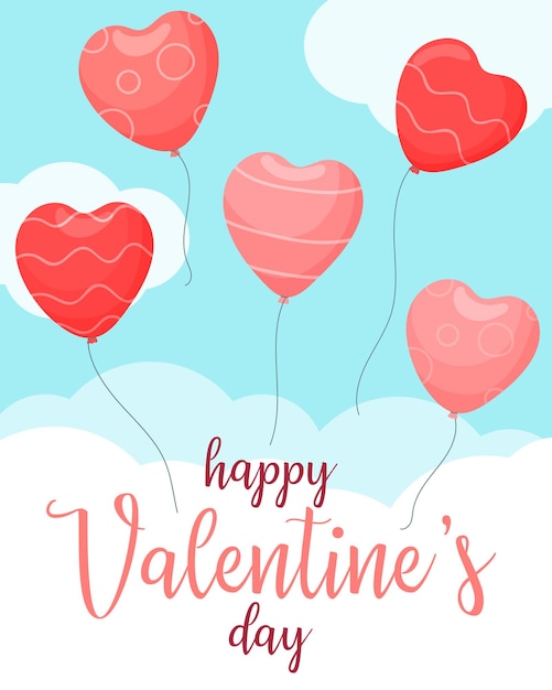 Premium Vector | Happy valentine's day. pink and red heart-shaped balloons