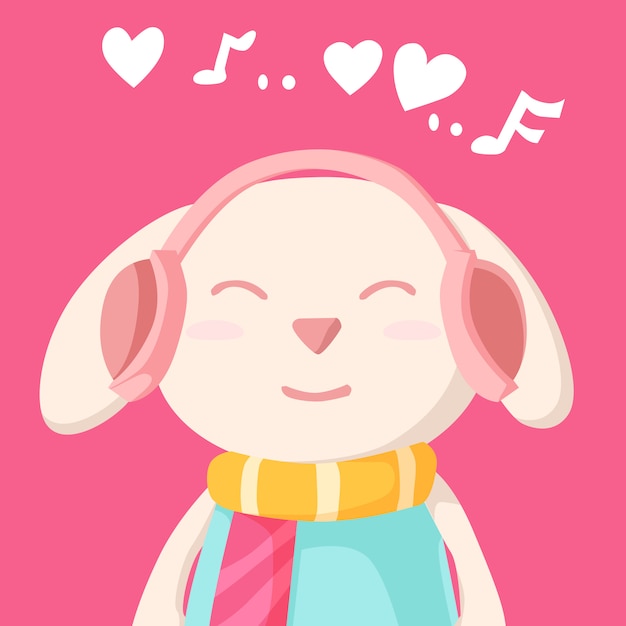 Premium Vector Happy Valentine S Day With Bunny Rabbit Listening To Music Premium Vector Happy Valentine S Day With Bunny Rabbit Listening To Music