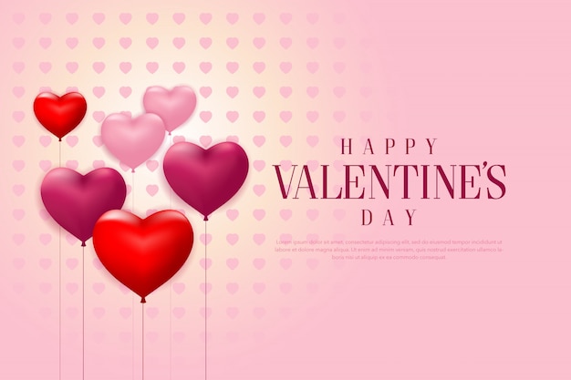 Premium Vector | Happy valentine's day with realistic heart-shaped ...