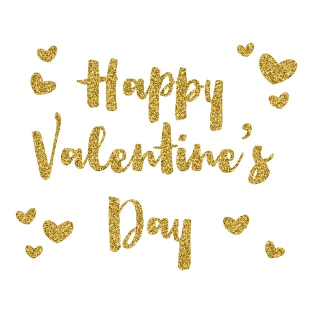 Gold Glitter Lettering Happy Valentines Day On White Background Vector