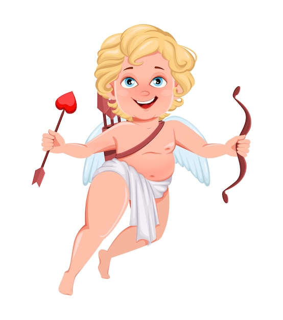 Premium Vector Happy Valentines Day Funny Cupid Child