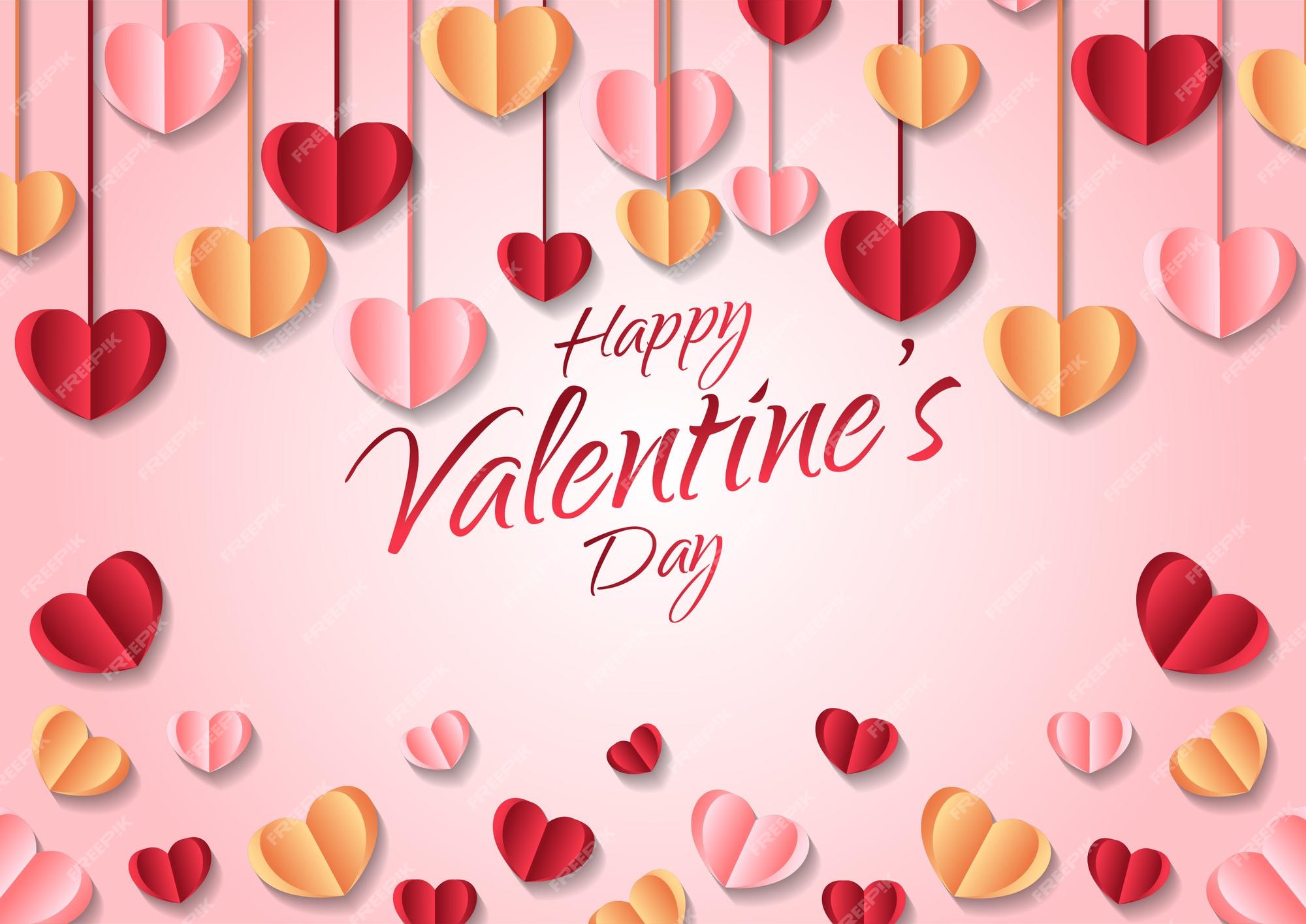 Premium Vector | Happy valentines day heart frame background valentines ...