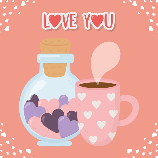 Download Premium Vector | Happy valentines day, hot coffee cup and ...