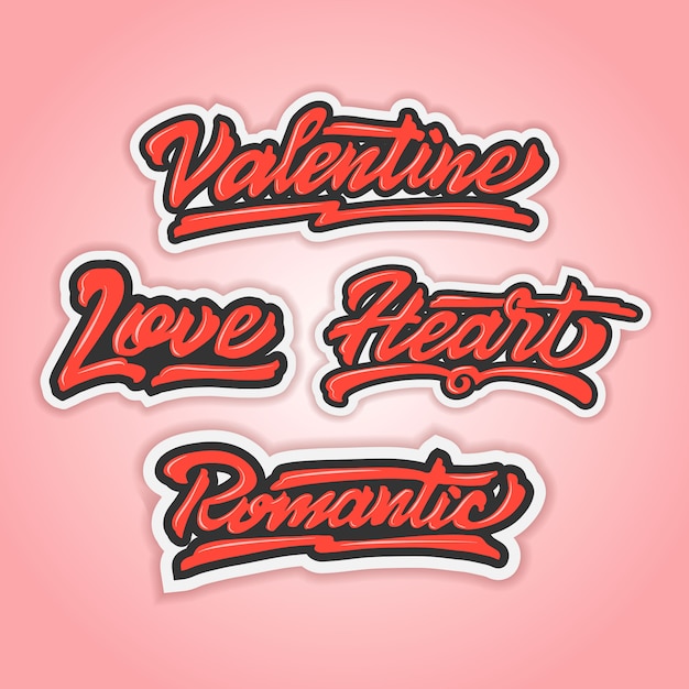 Download Happy valentines day pack hand lettering vector Vector | Premium Download