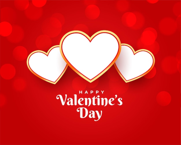 Free Vector | Happy Valentines Greeting With Three Hearts