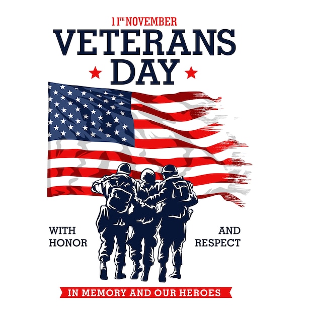 Premium Vector Happy veterans day poster design