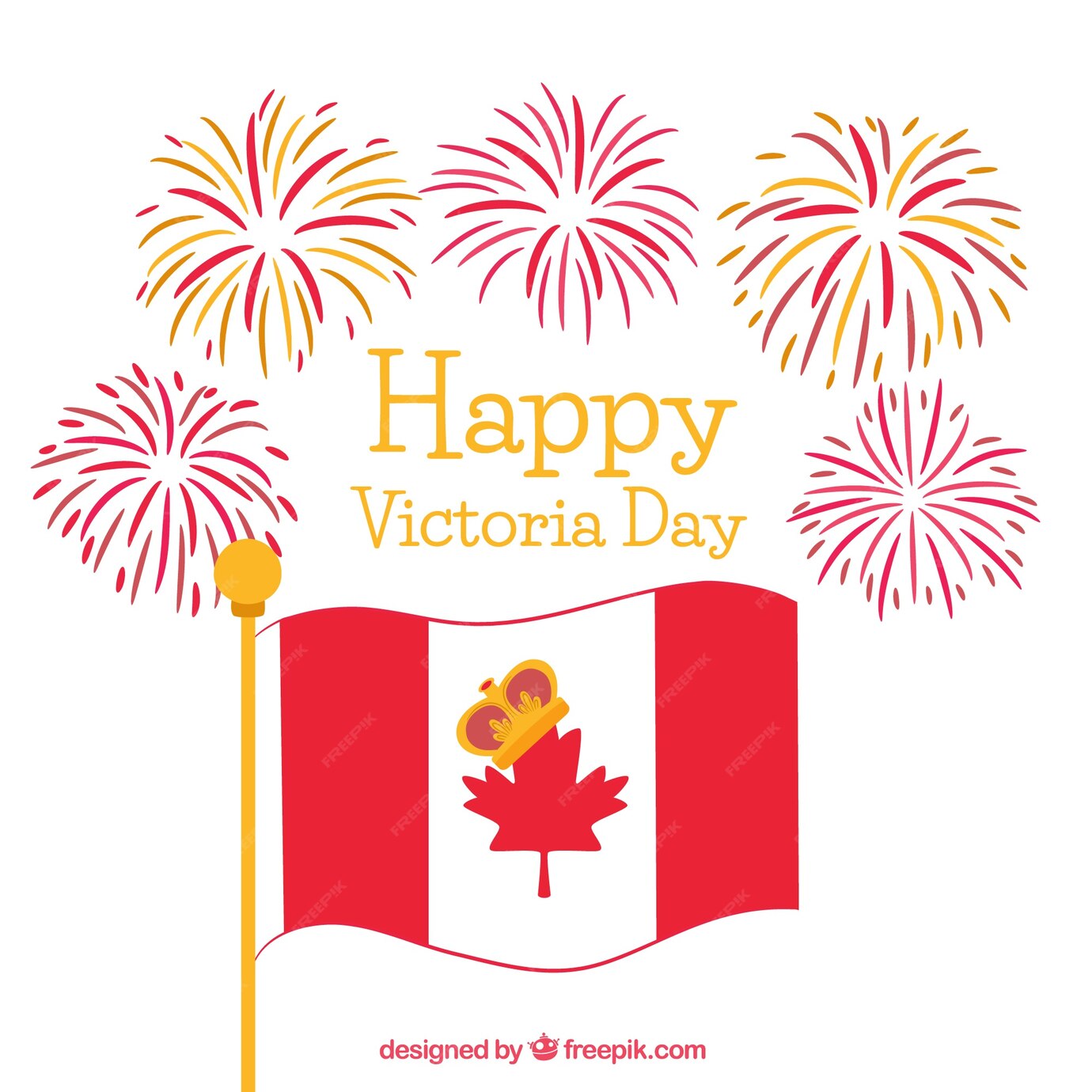 Free Vector Happy victoria day background with flag