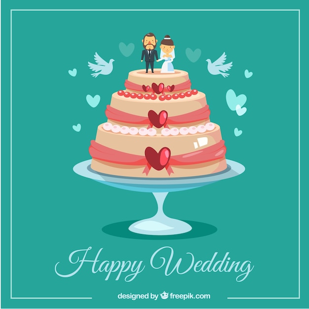 Download Free Vector | Happy wedding cake